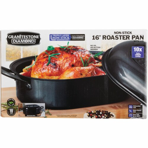 GraniteStone Diamond 16 In. Non-Stick Covered Roaster Pan 7509 Perspective: back