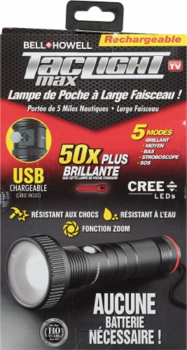 Bell + Howell Taclight High-Powered Tactical Flashlight with 5 Modes & Zoom Function - Red