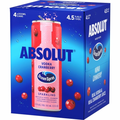 Absolut + Ocean Spray Ready To Drink Vodka Cocktail Cans Perspective: back