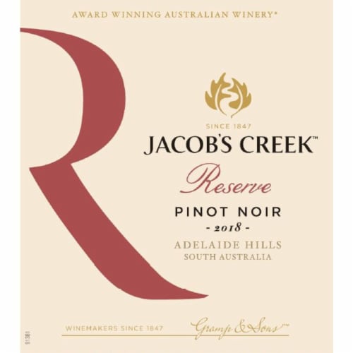 Jacob's Creek Reserve Pinot Noir Australia Red Wine Perspective: back