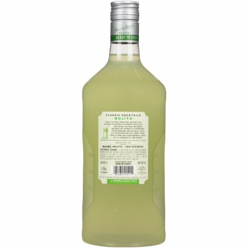 Bacardi Classic Mojito Rum Ready to Drink Cocktail Single Bottle Perspective: back