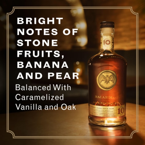 Bacardi Gran Reserva Diez 10 Years Aged Extra Rare Gold Dark Rum Perspective: back