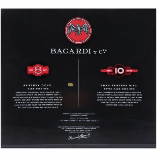 Bacardi Gran Reserva Ocho & Diez Aged Rum Gift Set Perspective: back