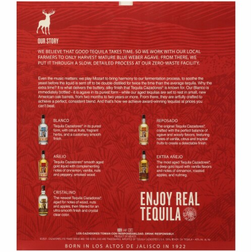 Cazadores® Tequila Reposado and Shot Glasses Perspective: back