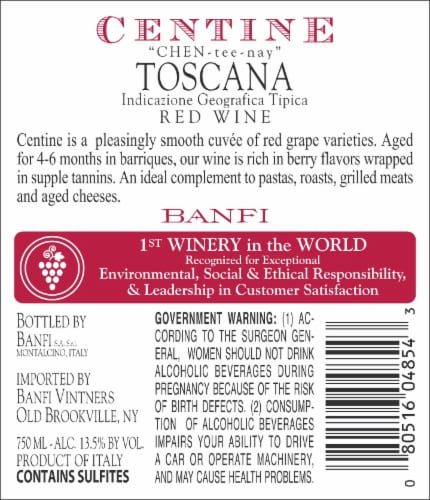 Banfi Centine Red Wine Perspective: back