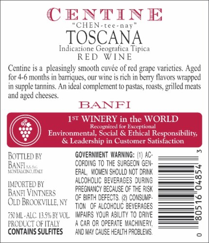 Banfi Centine Red Wine Perspective: back