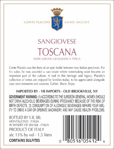 Placido Sangiovese Perspective: back