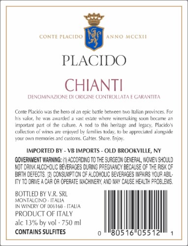 Placido Chianti Perspective: back