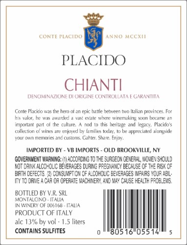 Placido Chianti Perspective: back