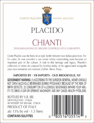 Placido Chianti Perspective: back