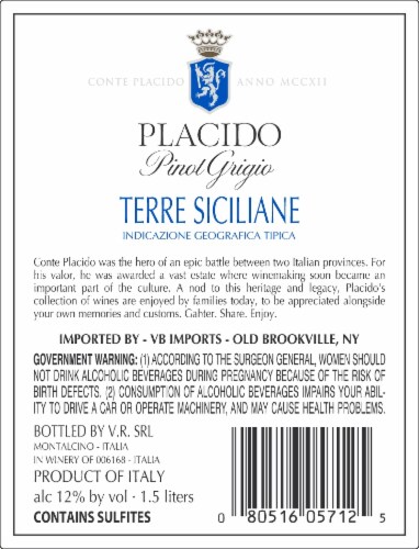 Placido Pinot Grigio Perspective: back