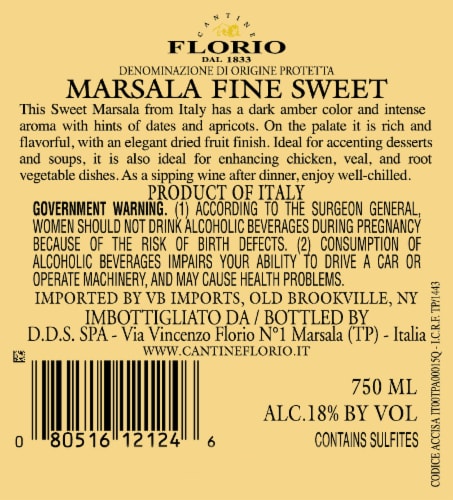 Florio Sweet Fine Marsala Perspective: back