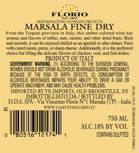 Florio Fine Dry Marsala Perspective: back