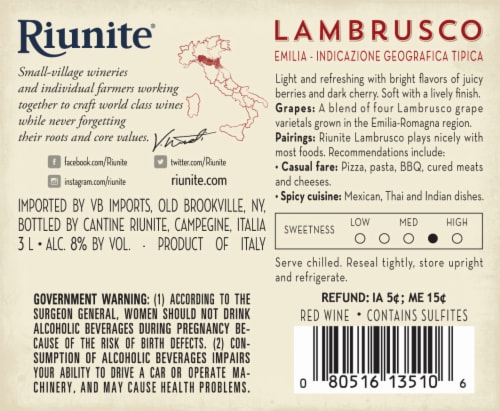 Riunite Lambrusco Perspective: back