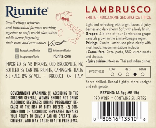 Riunite Lambrusco Perspective: back