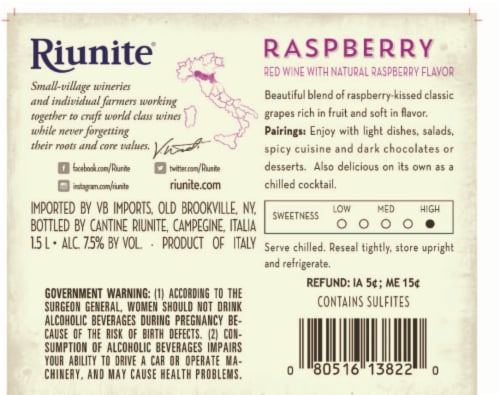 Riunite Royal Raspberry Red Wine Perspective: back