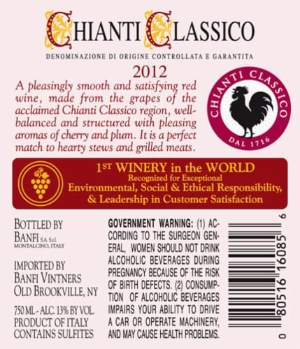 Banfi Chianti Classico Perspective: back