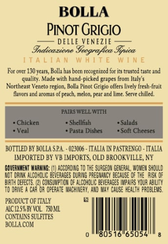 Bolla Pinot Grigio Perspective: back