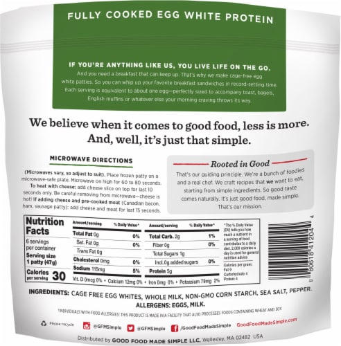 Good Food Made Simple Egg White Patties Perspective: back