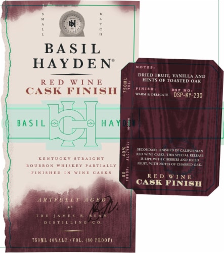 Basil Hayden Small Batch Red Wine Cask Finish Artfully Aged Straight Bourbon Perspective: back