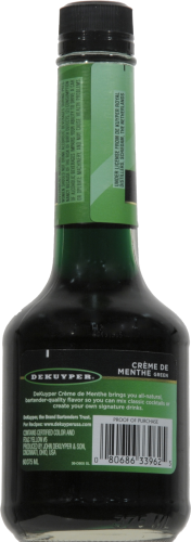 DeKuyper Crème De Menthe Green Liqueur Perspective: back