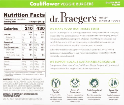 Dr. Praeger's® Cauliflower Veggie Burgers Perspective: back