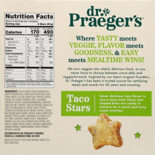 Dr. Praeger's® Veggie Gluten-Free Taco Stars Perspective: back