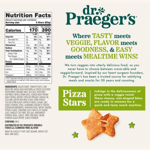 Dr. Praeger's® Pizza Stars Snacks Perspective: back