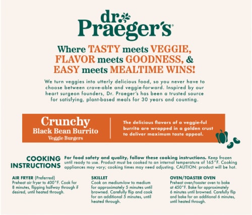 Dr. Praeger's® Crunchy Black Bean Burrito Veggie Burger Perspective: back