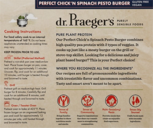 Dr. Praeger's Perfect Chick'N Spinach Pesto Burger Perspective: back