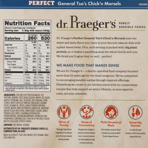 Dr. Praeger's Plant-Based Perfect General Tso's Chick'n Morsels Perspective: back