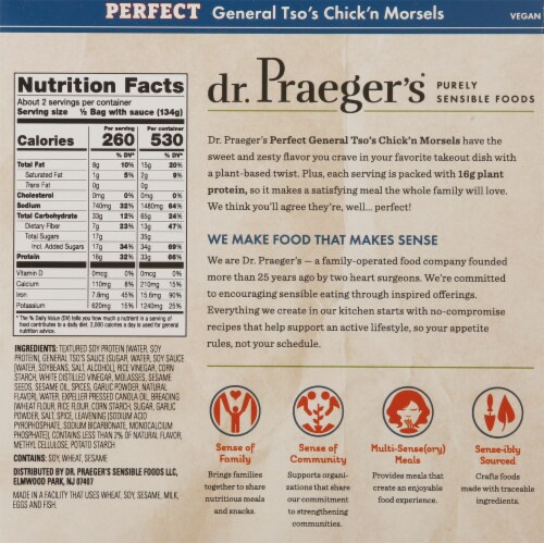 Dr. Praeger's Plant-Based Perfect General Tso's Chick'n Morsels Perspective: back