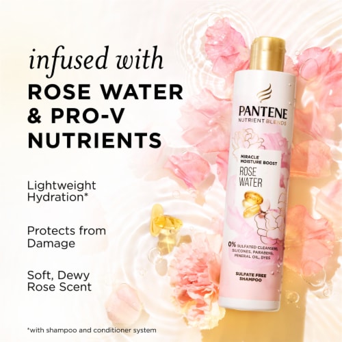 Pantene Nutrient Blends Miracle Moisture Boost Rose Water Shampoo Perspective: back