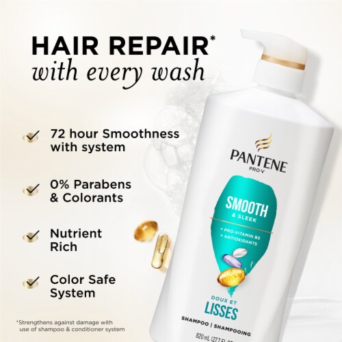 Pantene Smooth and Sleek Shampoo, 72 Hour Smoothness Perspective: back