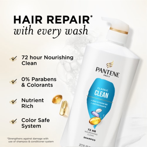 Pantene Classic Clean Shampoo, 72 Hour Nourishment Perspective: back