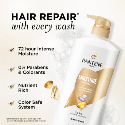 Pantene Daily Moisture Renewal Conditioner, 72 Hour Lush Moisture Perspective: back