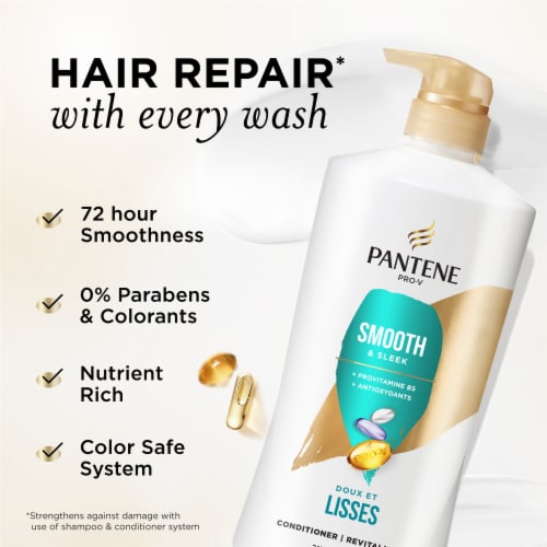 Pantene Smooth and Sleek Conditioner, 72 Hour Smoothness Perspective: back