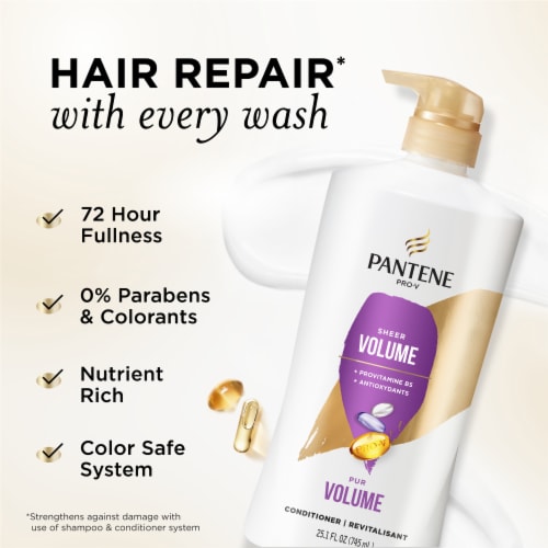 Pantene Sheer Volume Conditioner, 72 Hour Fullness Perspective: back