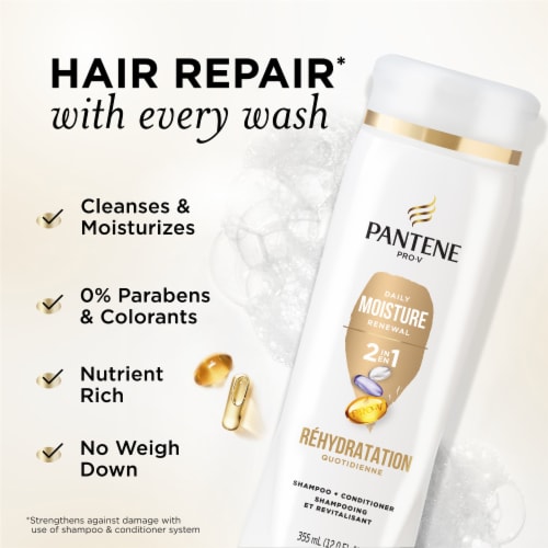 Pantene Daily Moisture Renewal 2 in 1 Shampoo and Conditioner Perspective: back