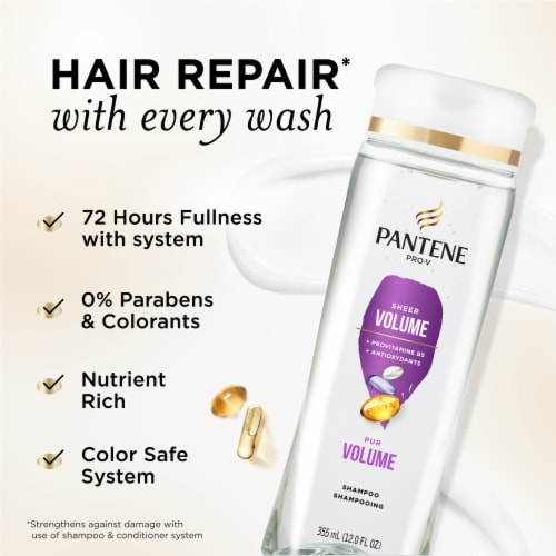 Pantene Sheer Volume Shampoo, 72 Hour Fullness Perspective: back