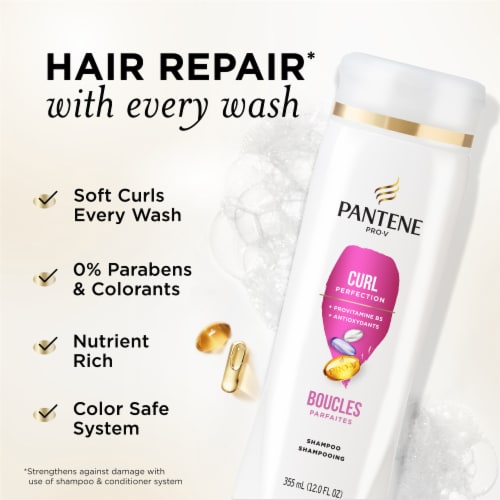 Pantene Curl Perfection Shampoo, 72 Hour Curl Definition Perspective: back