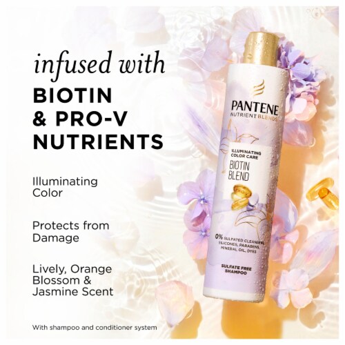 Pantene Nutrient Blends Illuminating Color Care with Biotin Sulfate Free Shampoo Perspective: back