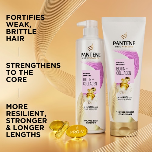 Pantene Miracles Infinite Lengths Conditioner 1 Minute Miracle with Biotin and Collagen Perspective: back