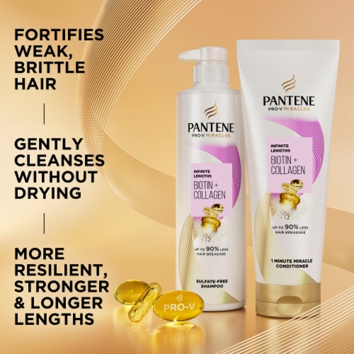 Pantene Miracles Infinite Lengths Shampoo with Biotin and Collagen Sulfate Free Perspective: back