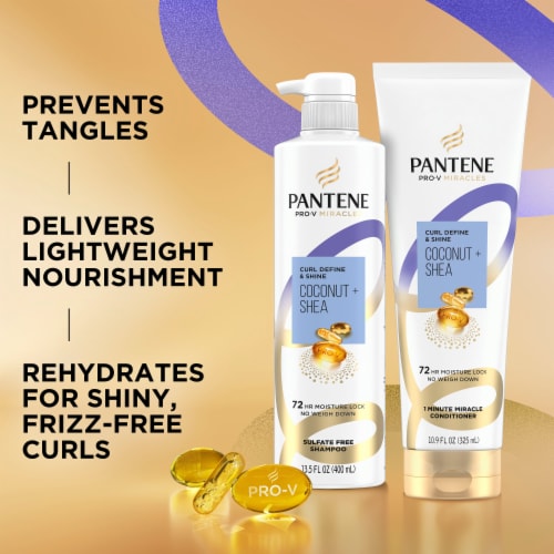 Pantene Miracles Curl Define and Shine Conditioner 1 Minute Miracle with Coconut and Shea Perspective: back