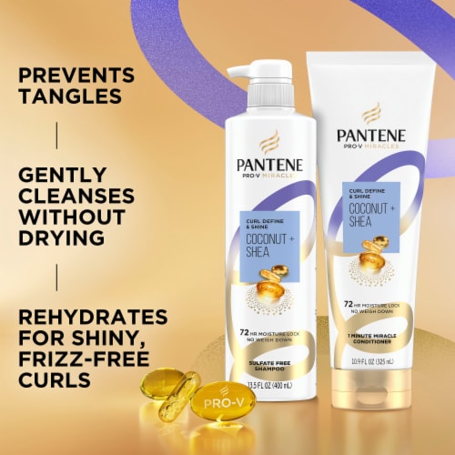 Pantene Miracles Curl Define and Shine Shampoo with Coconut and Shea Sulfate Free Perspective: back