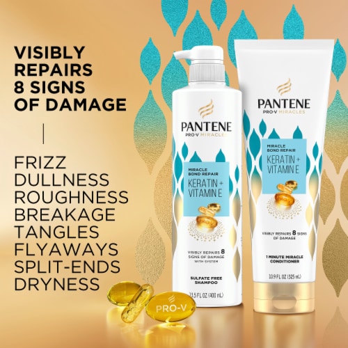 Pantene Miracles Bond Repair Shampoo with Keratin and Vitamin E Sulfate Free Perspective: back
