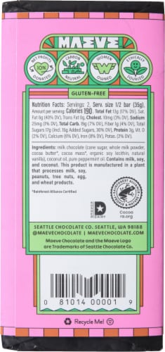 Seattle Chocolate Double Distilled Mint Milk Chocolate Truffle Candy Bar Perspective: back