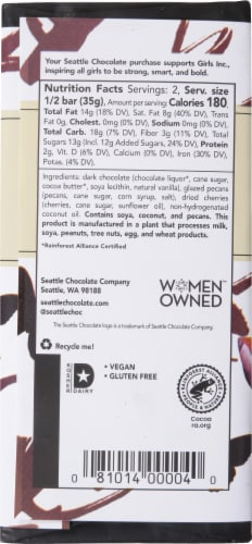 Seattle Chocolate Rainier Cherry Dark Chocolate Truffle Candy Bar Perspective: back