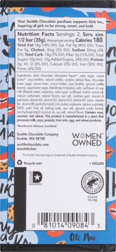 Seattle Chocolate Thank You Cookie Dark Chocolate Truffle Candy Bar Perspective: back